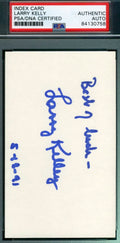 Larry Kelly Heisman Psa Dna Autograph  3x5 Index Card Hand Signed