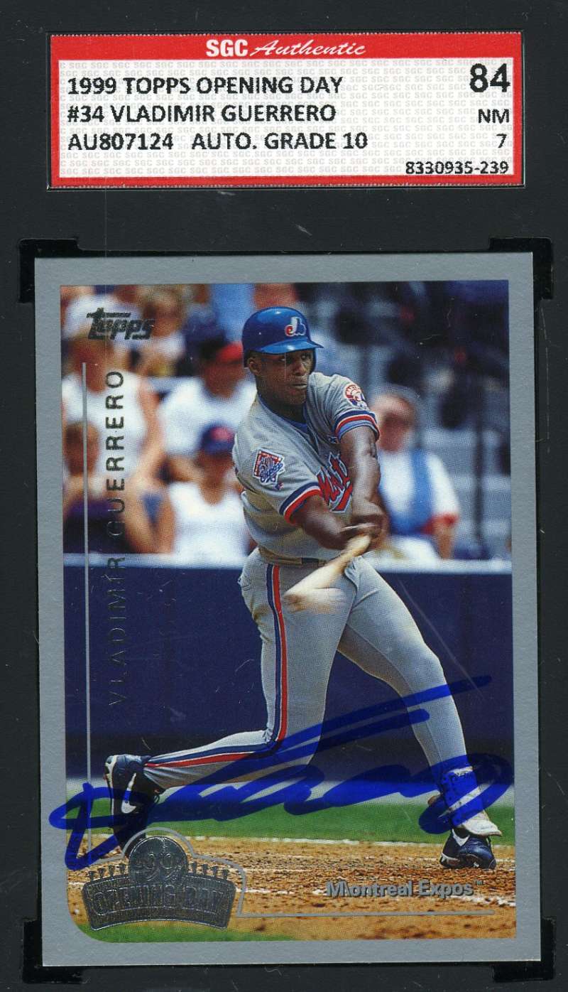 Vladimir Guerrero Sgc Coa Autograph 1999 Topps Authentic Hand Signed
