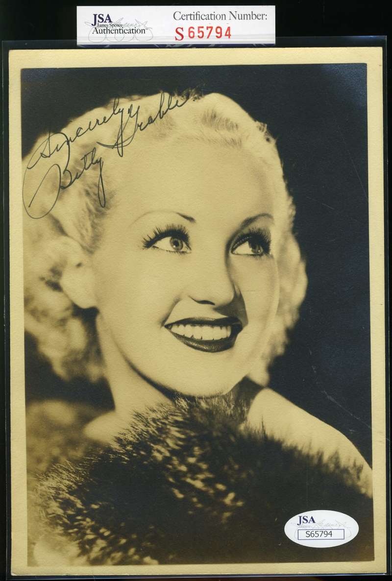 Betty Grable Jsa Coa Autograph 5x7 Photo Hand Signed