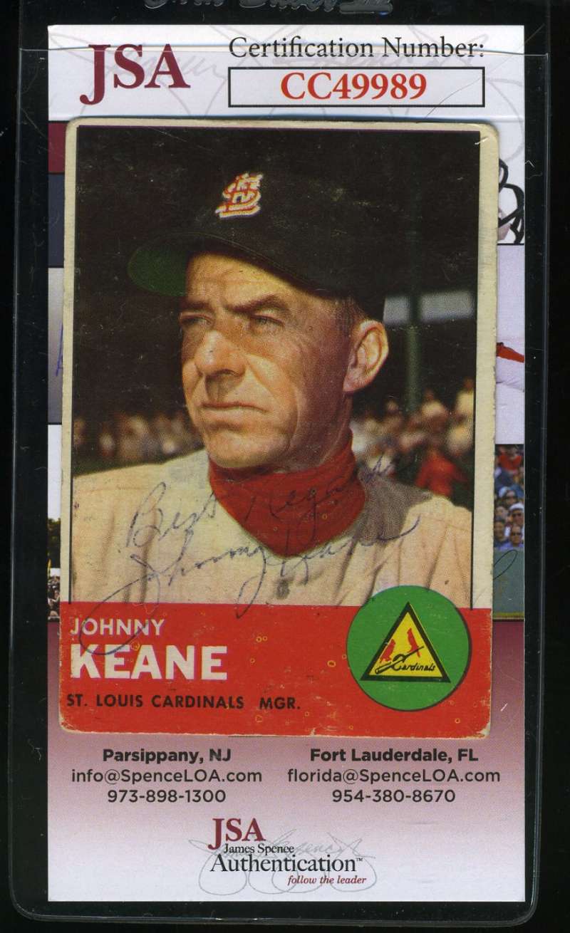 Johnny Keane 1963 Topps Rare Jsa Coa Hand Signed Authentic Autograph
