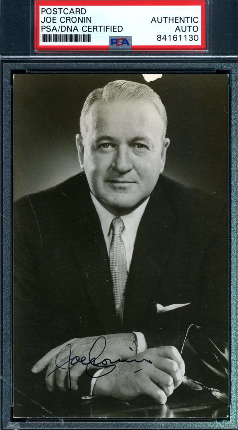 Joe Cronin Psa Dna Autograph Photo Postcard Authentic Hand Signed