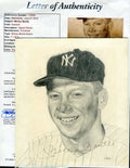 Mickey Mantle Hand Drawn Jsa Loa Autograph 7x9 Photo  Hand Signed Authentic