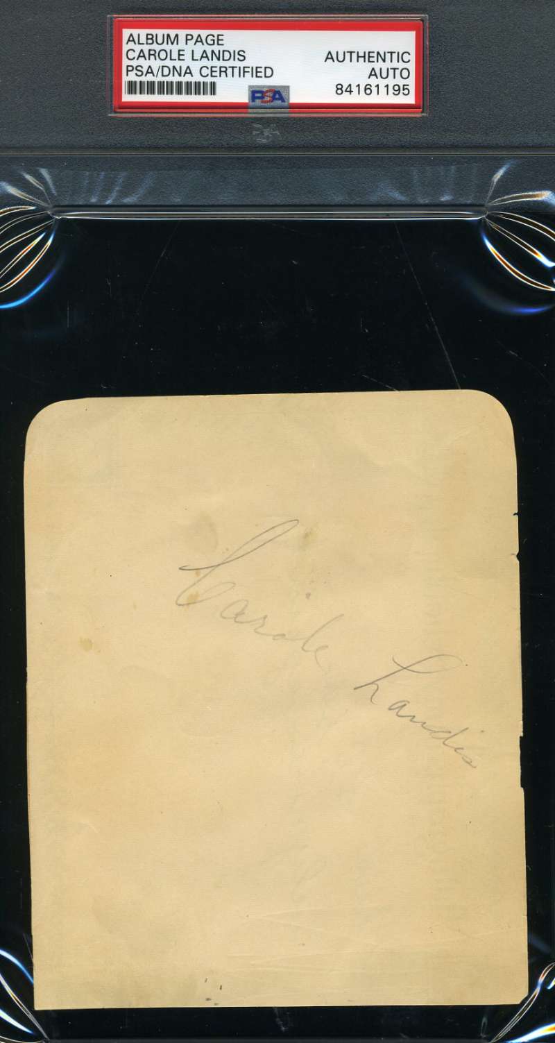 Carole Landis Psa Dna Coa Hand Signed Album Page Authentic Autograph