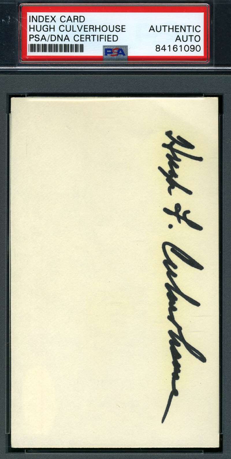 Hugh Culverhouse Psa Dna Autograph  3x5 Index Card Hand Signed