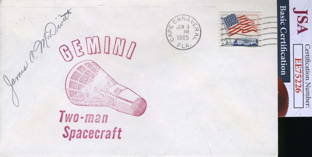James Mcdivitt Jsa Cert Hand Signed 1965 Nasa Fdc Autograph