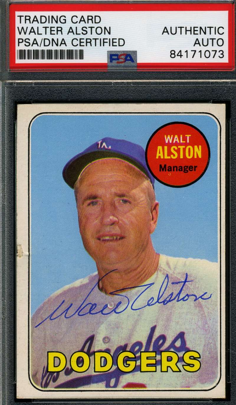 Walter Alston Psa Dna Coa Autograph 1969 Topps Authentic Hand Signed