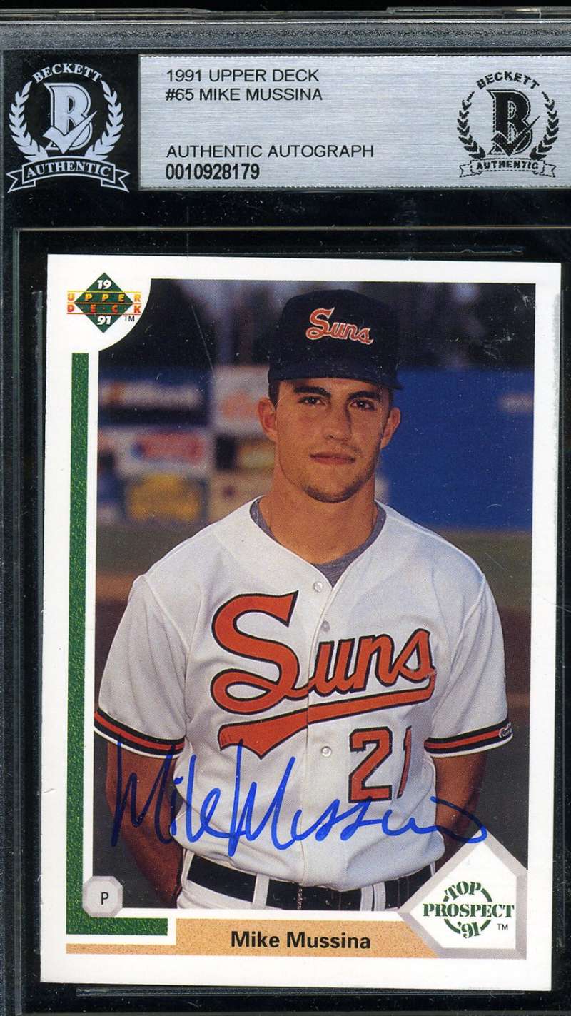Mike Mussina Bas Beckett Coa Autograph 1991 Upper Deck Rookie Authentic Hand Signed