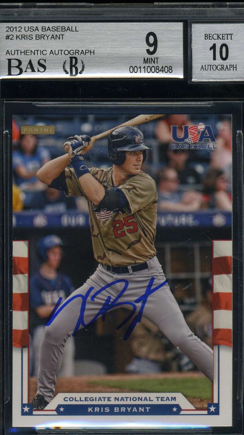 Kris Bryant Bas Beckett Coa Autograph 2012 Usa Panini Baseball Rookie Authentic Hand Signed