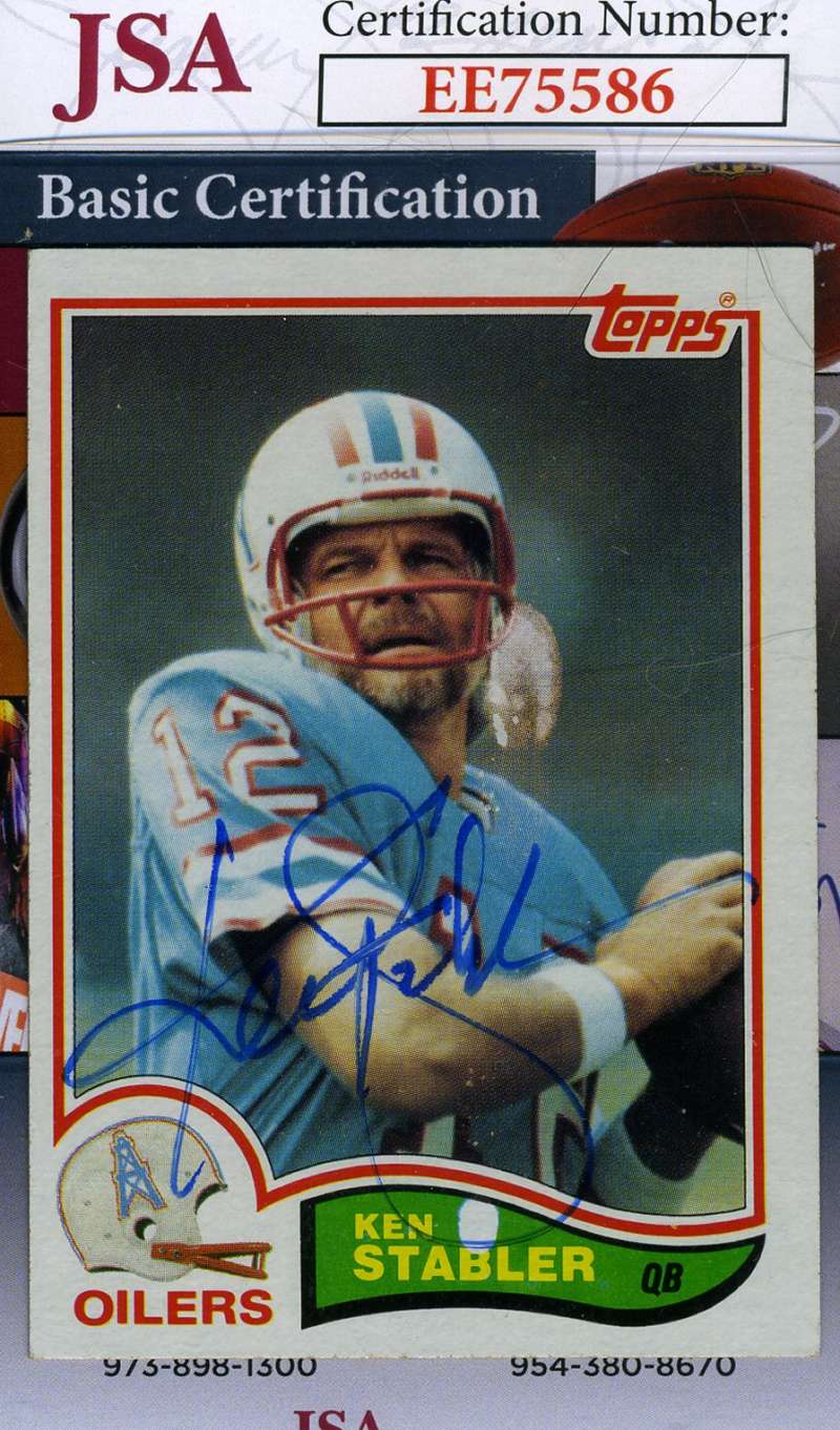 Ken Stabler 1982 Topps Jsa Coa Hand Signed Authentic Autograph