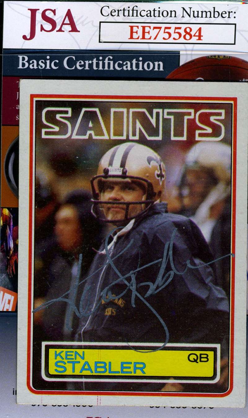 Ken Stabler 1983 Topps Jsa Coa Hand Signed Authentic Autograph
