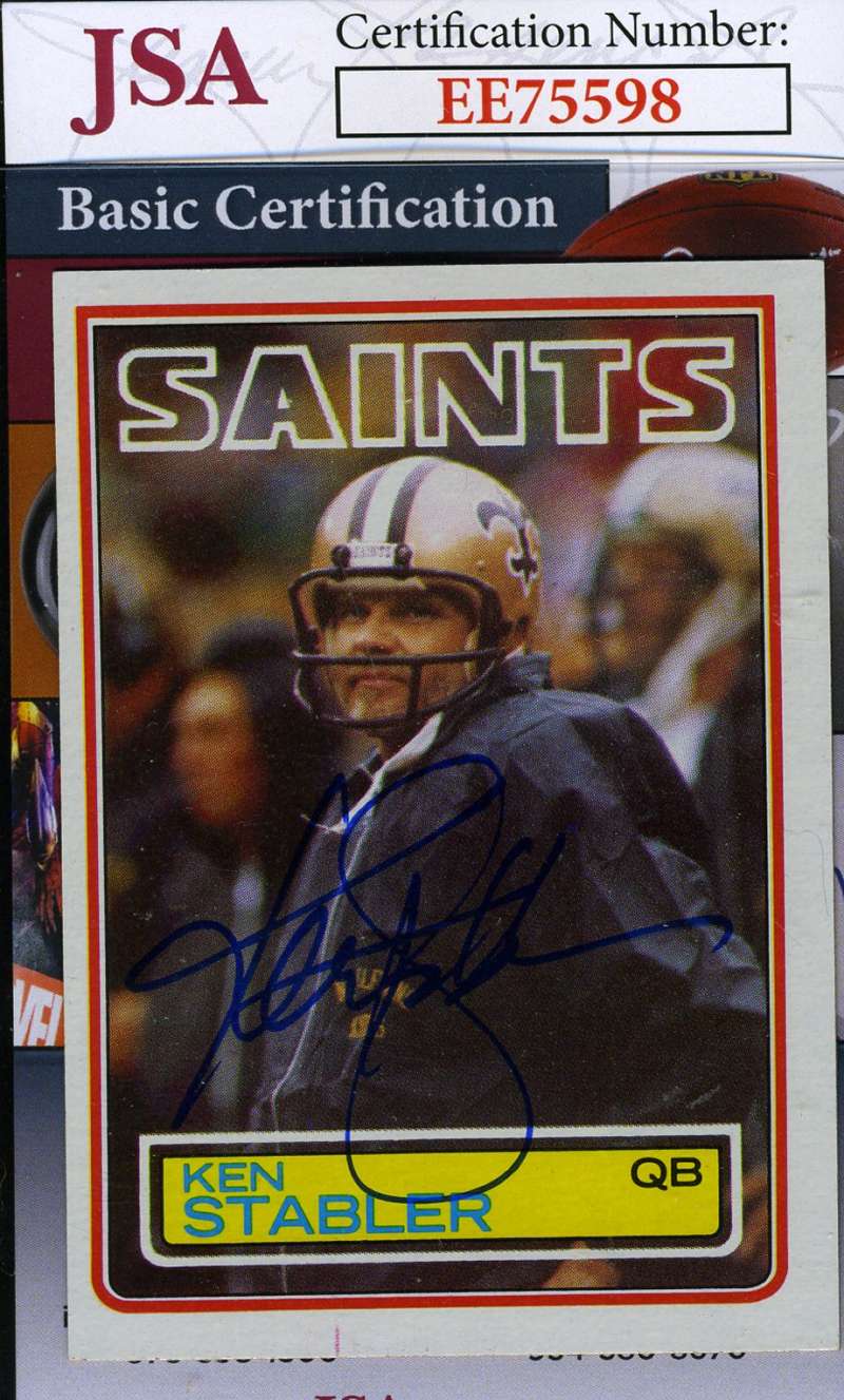 Ken Stabler 1983 Topps Jsa Cert Hand Signed Authentic Autograph