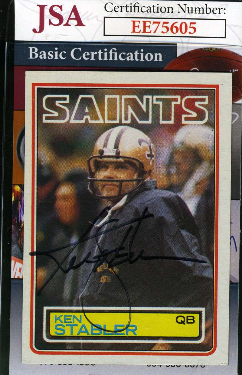 Ken Stabler 1983 Topps Jsa Coa Hand Signed Authenticated Autograph