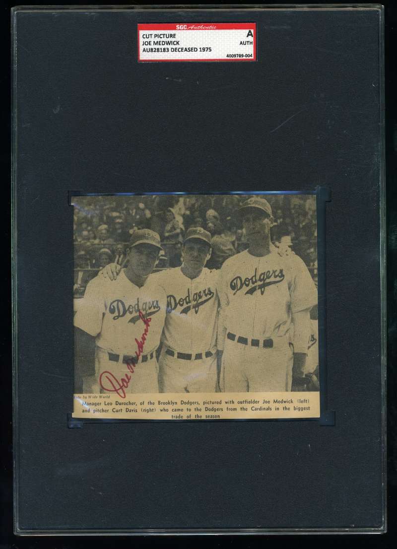 Joe Medwick Sgc Coa Autograph 5x7 Photo  Hand Signed Authentic