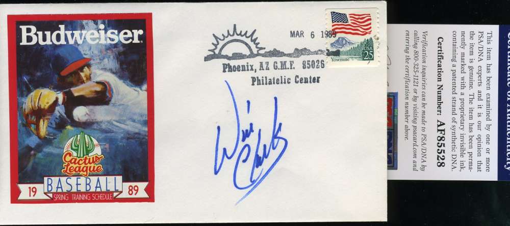 Will Clark Psa Dna Coa Signed 1989 Fdc Autograph