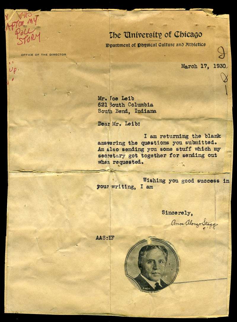 Amos Alonzo Stagg Psa Dna Coa Signed 1930 Univ Chicago Letter Autograph