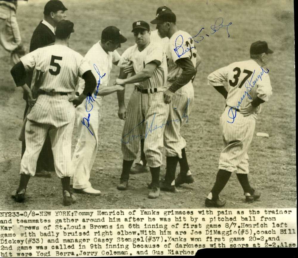 Casey Stengel Bill Dickey Psa/dna Coa Autograph Hand Signed 6x9 Wire Photo