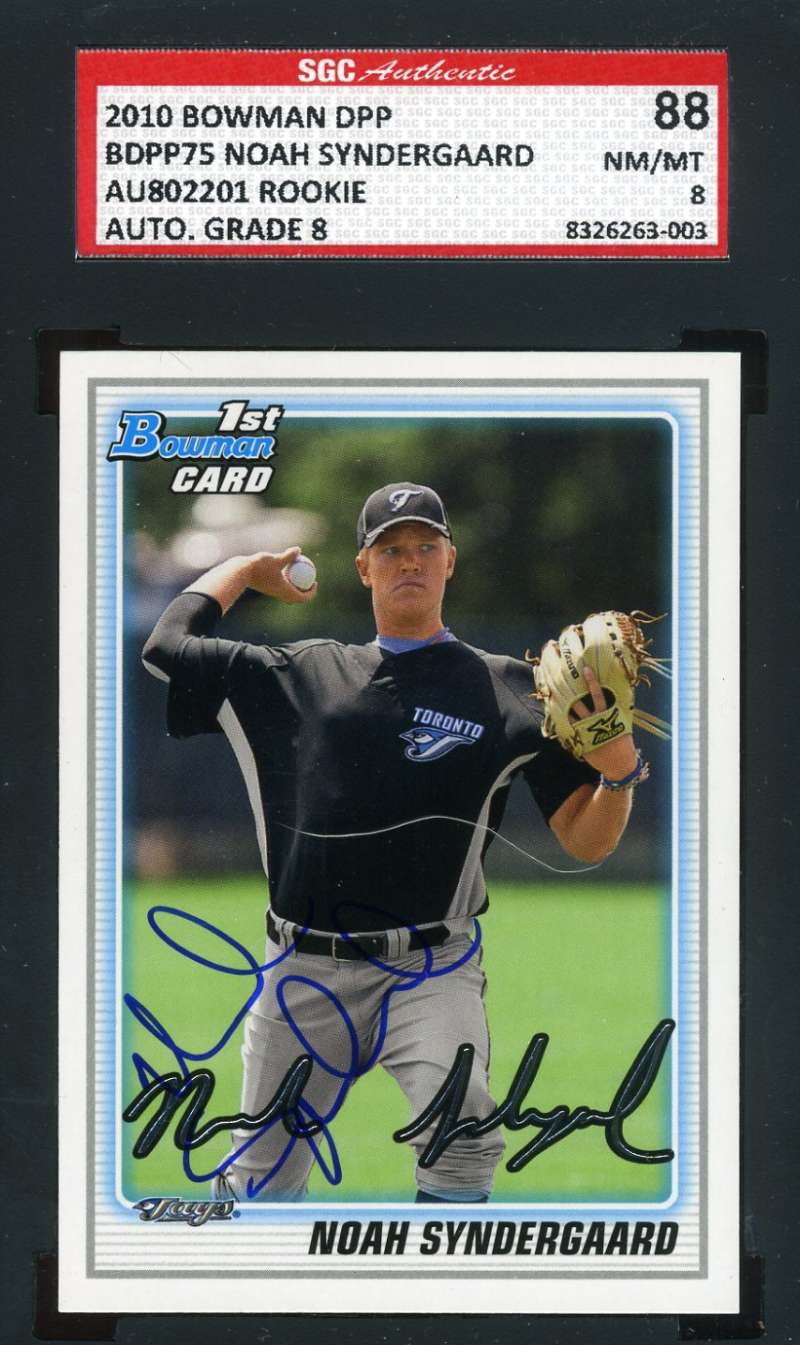 Noah Syndergaard SGC Coa Autograph 2010 Bowman Rookie Hand Signed