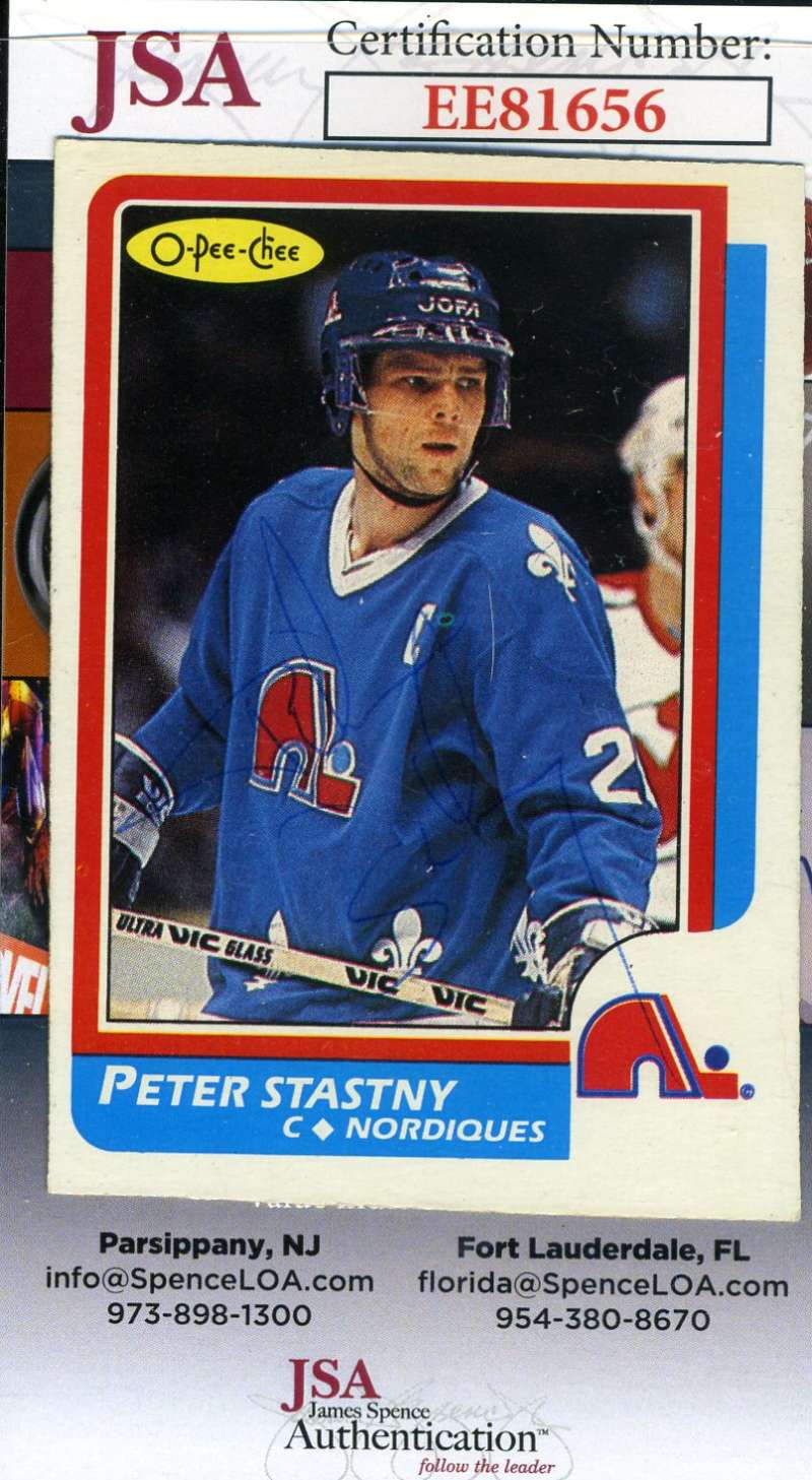 Peter Stastny JSA Coa Autograph 1986 OPC Hand Signed