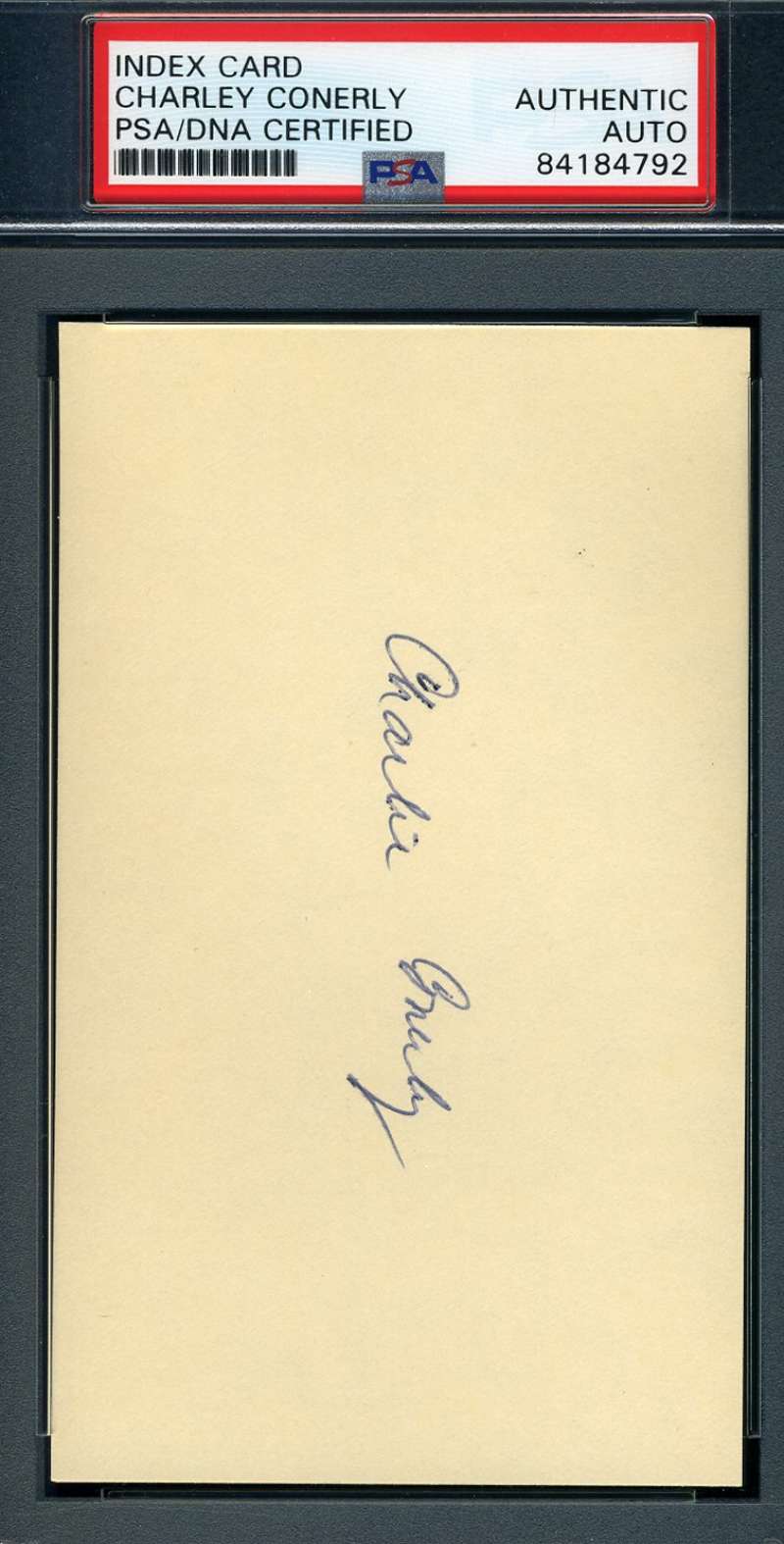 Charley Conerly PSA DNA Coa Autograph Hand Signed 3x5 Index Card
