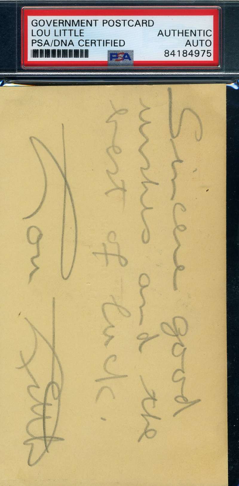 Lou Little COLUMBIA PSA DNA Coa Autograph Hand Signed 1952 GPC