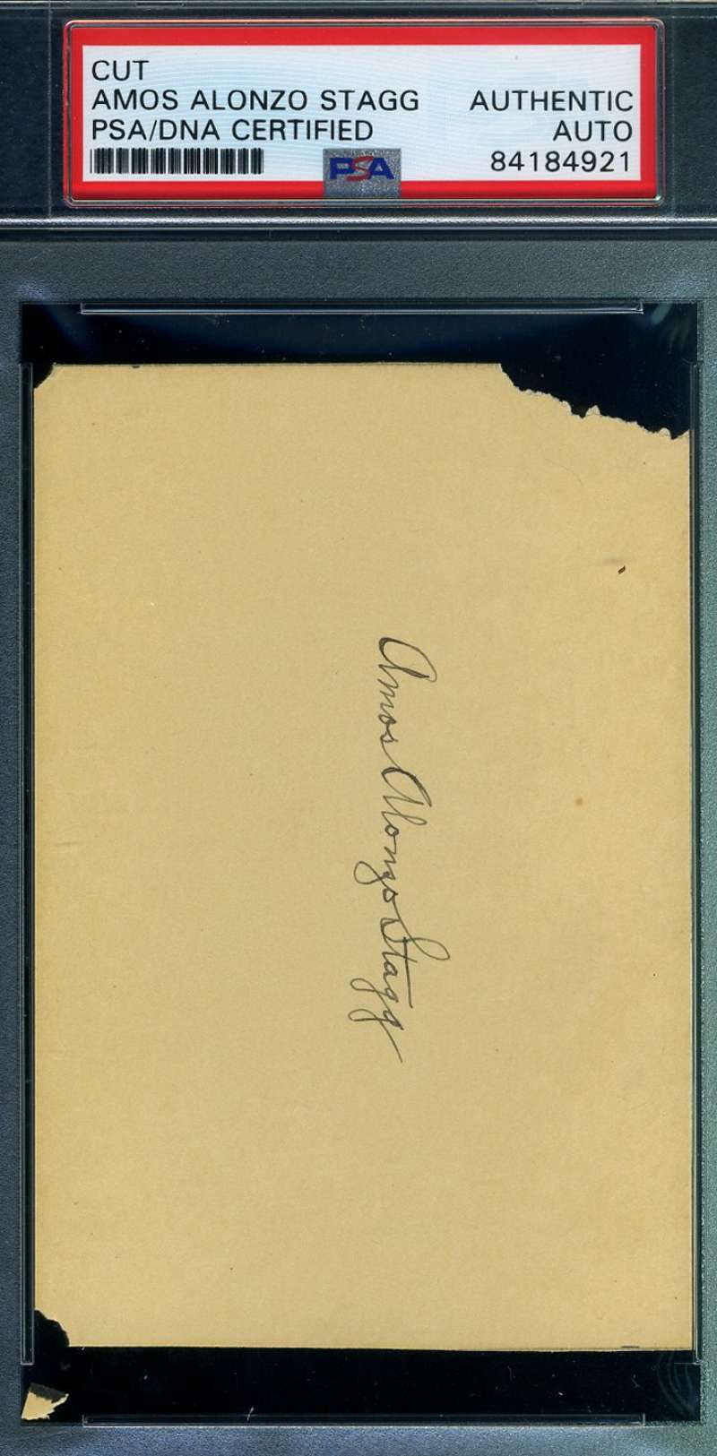 Amos Alonso Stagg PSA DNA Coa Autograph Hand Signed 3x5 Index Card