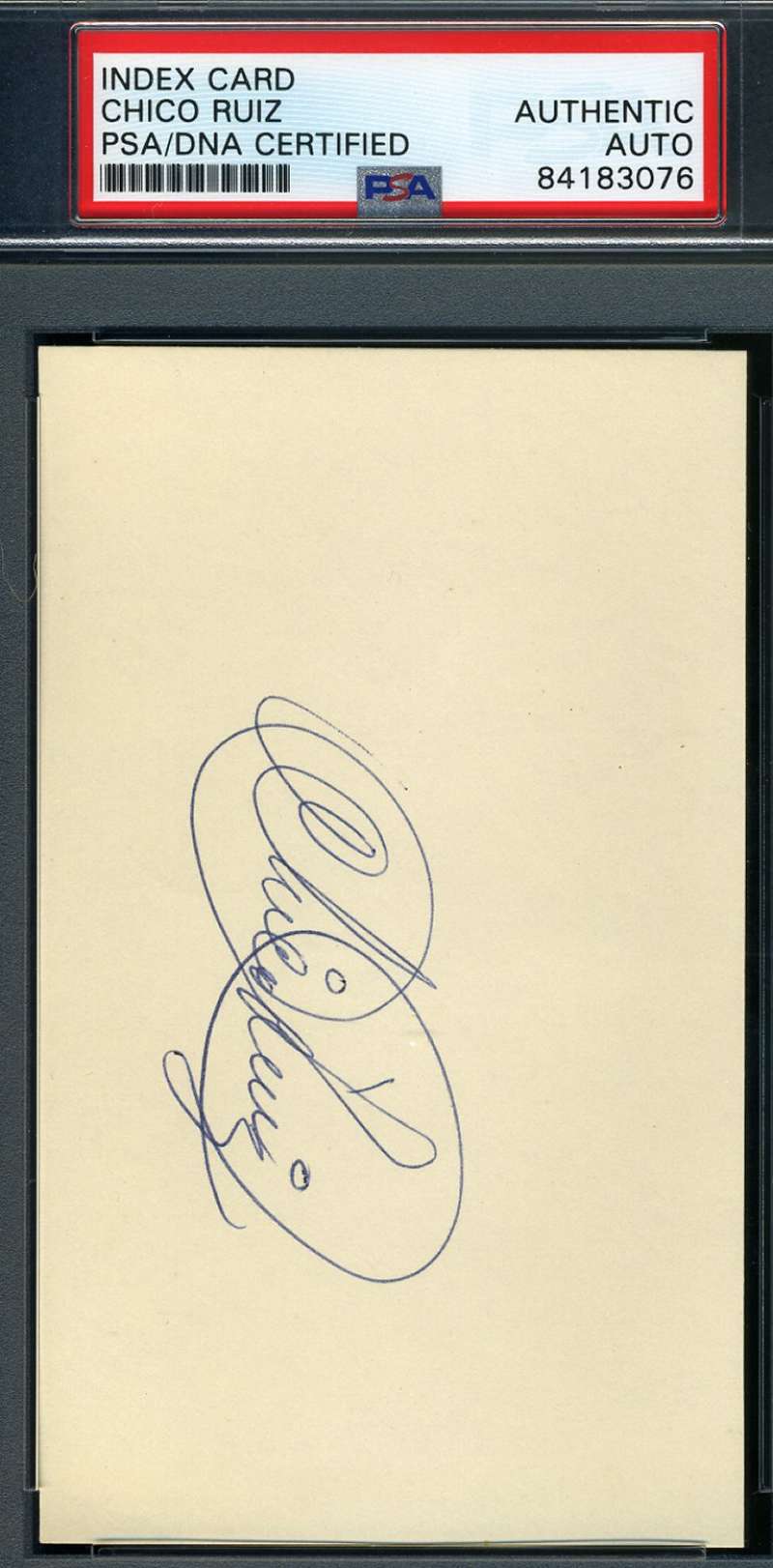 Chico Ruiz PSA DNA Coa Autograph Hand Signed 3x5 Index Card