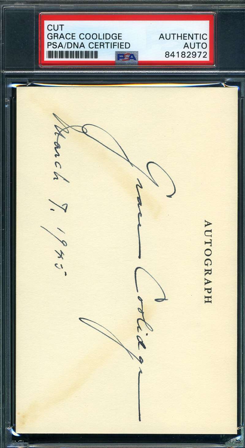 Grace Coolidge PSA DNA Coa Signed Index Card Autograph