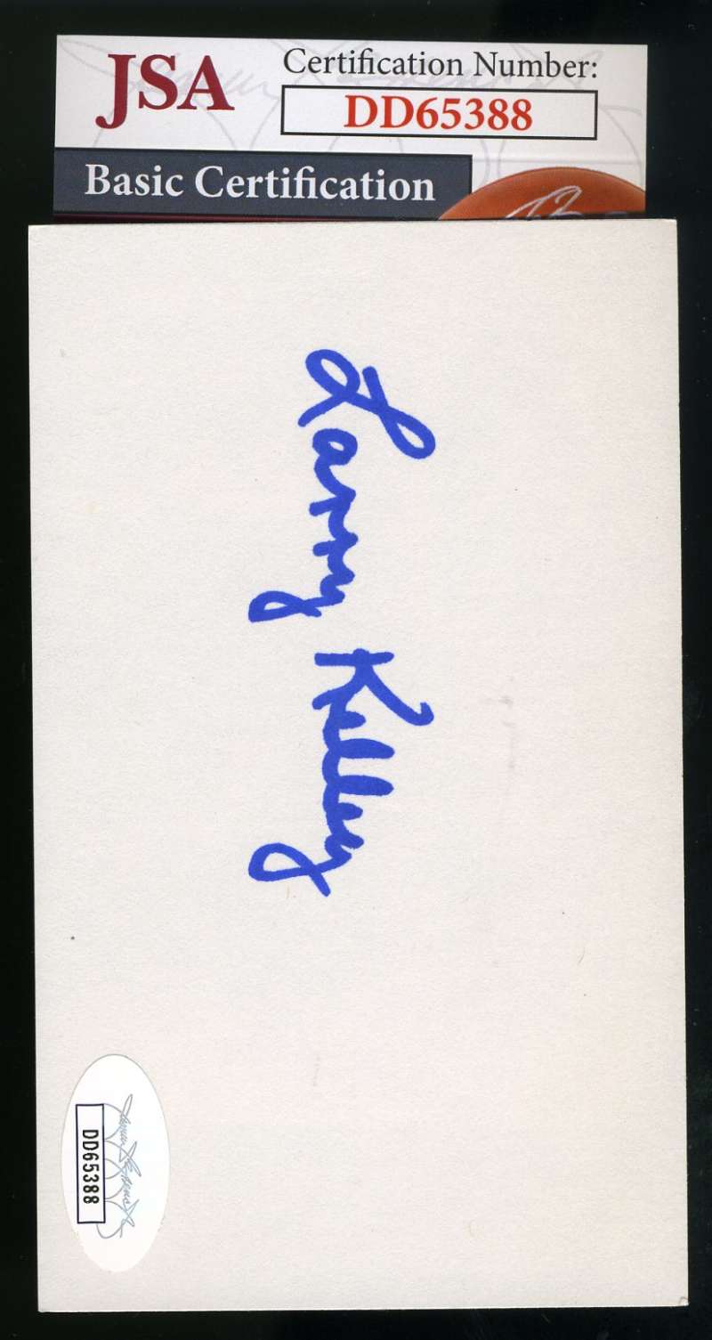 Larry Kelly JSA Coa Autograph Hand Signed 3x5 Index Card Heisman