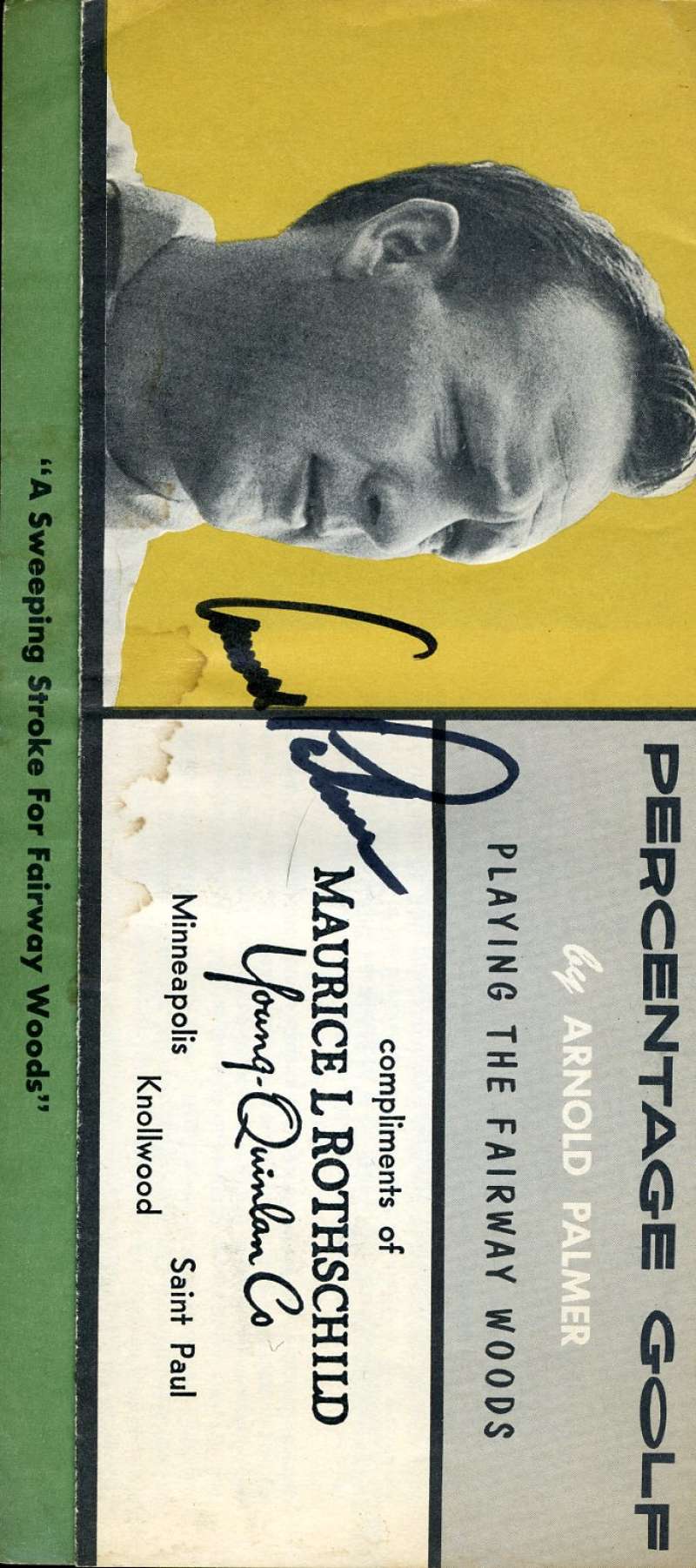 Arnold Palmer JSA Coa Hand Signed 1960`S Fold Out Brochure Autograph