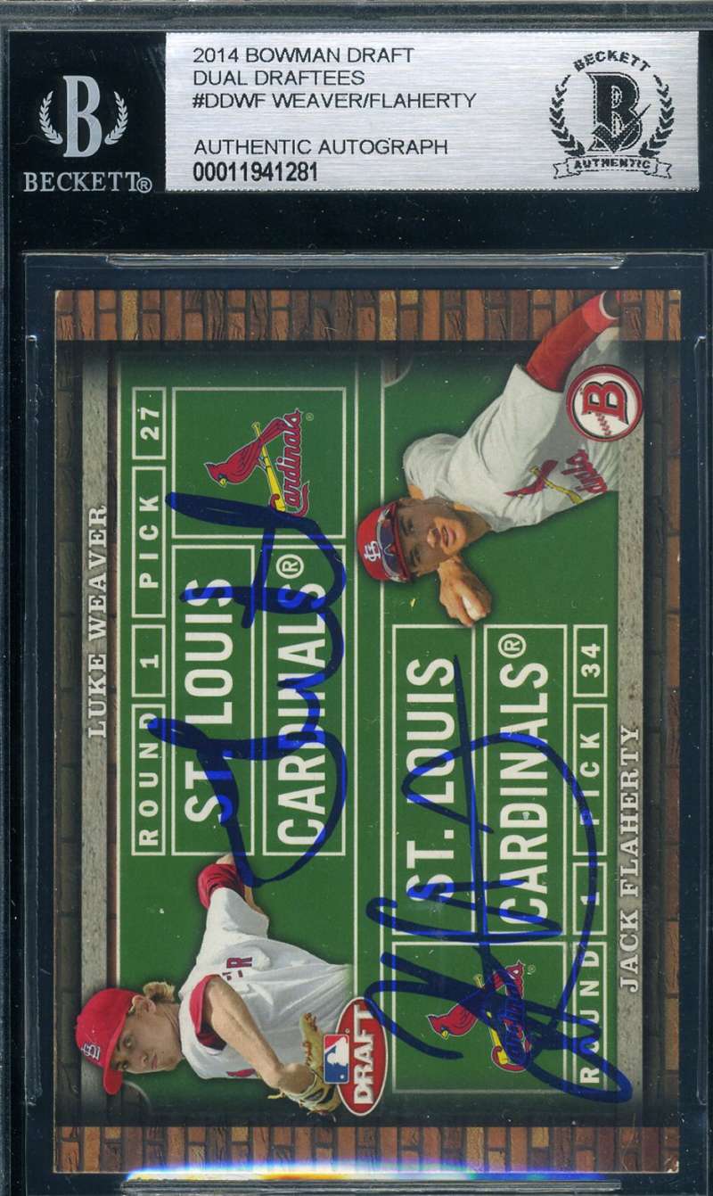 Jack Flaherty Luke Weaver 2014 Bowman Draft Rookies BAS Beckett Coa Autograph Hand Signed