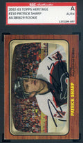 Patrick Sharp 2002 03 Topps Heritage Rookie SGC Coa Autograph Authentic Hand Signed