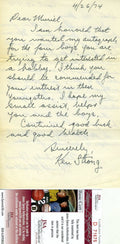 Ken Strong JSA Coa Autograph Hand Signed 1974 Handwitten Letter
