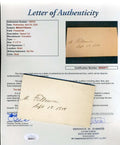 Millard Fillmore JSA Loa Hand Signed 3x5 1858 Cut Autographed