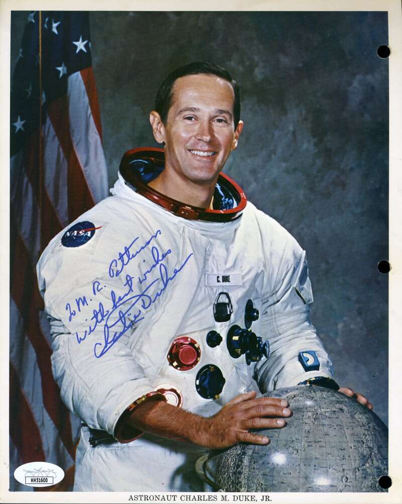 Charlie Duke JSA Coa Hand Signed 8x10 Photo NASA Autograph