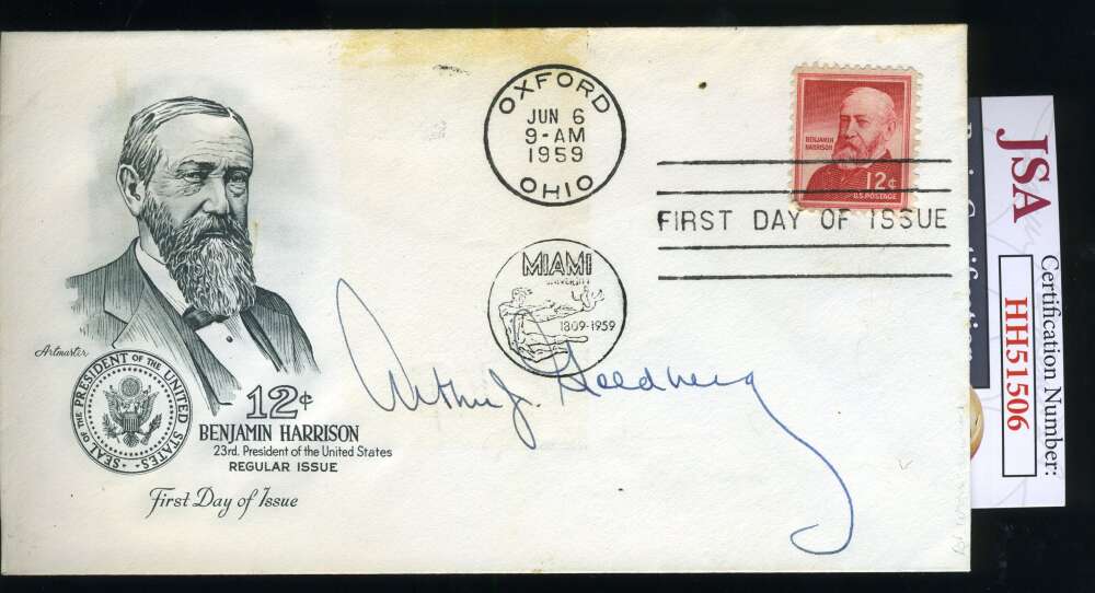 Judge Arthur Goldberg JSA Coa Hand Signed 1959 FDC Cache Supreme Court Justice Autograph