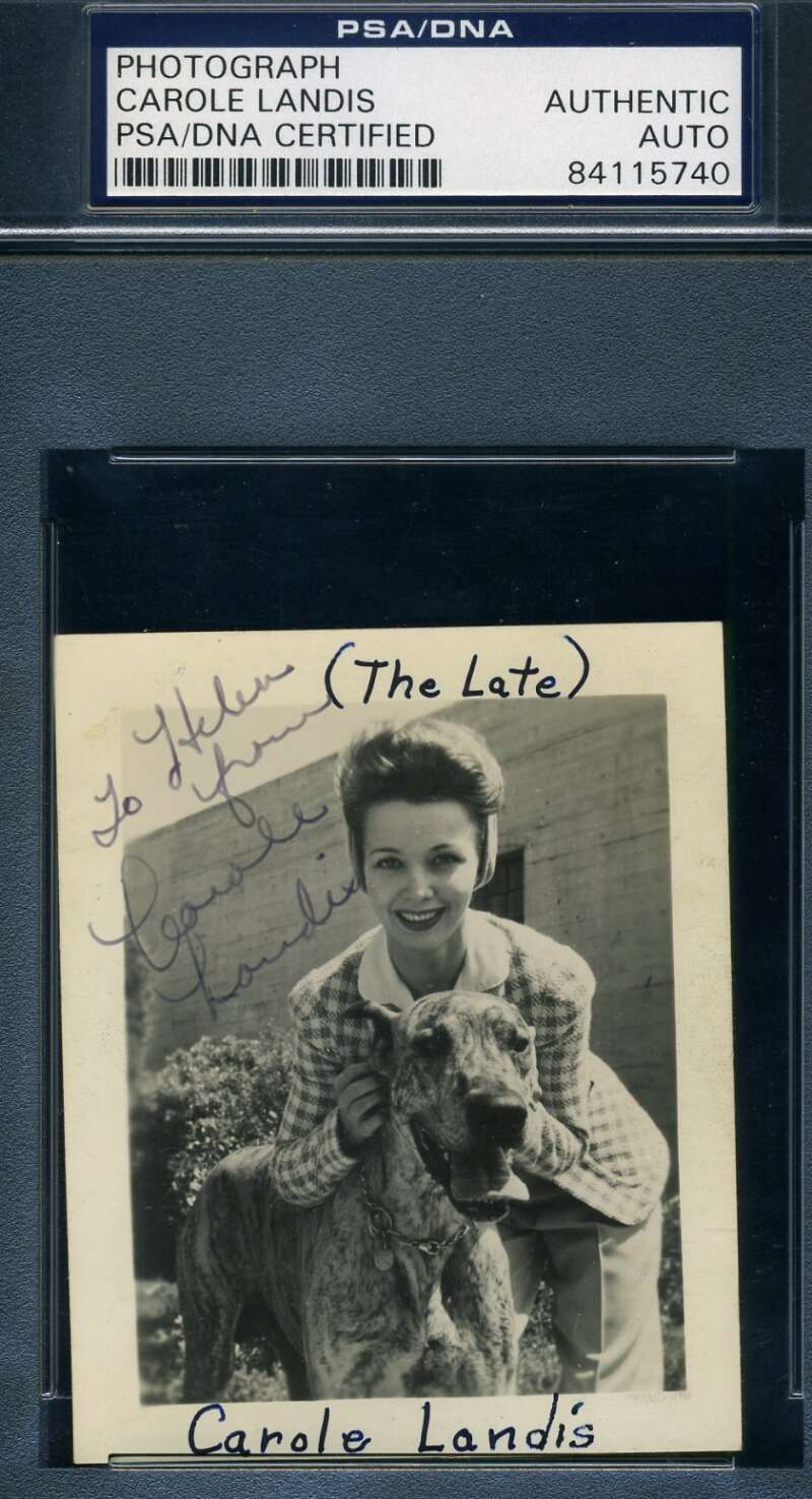 Carole Landis PSA DNA Coa Signed Original 1940`s Photo Autograph