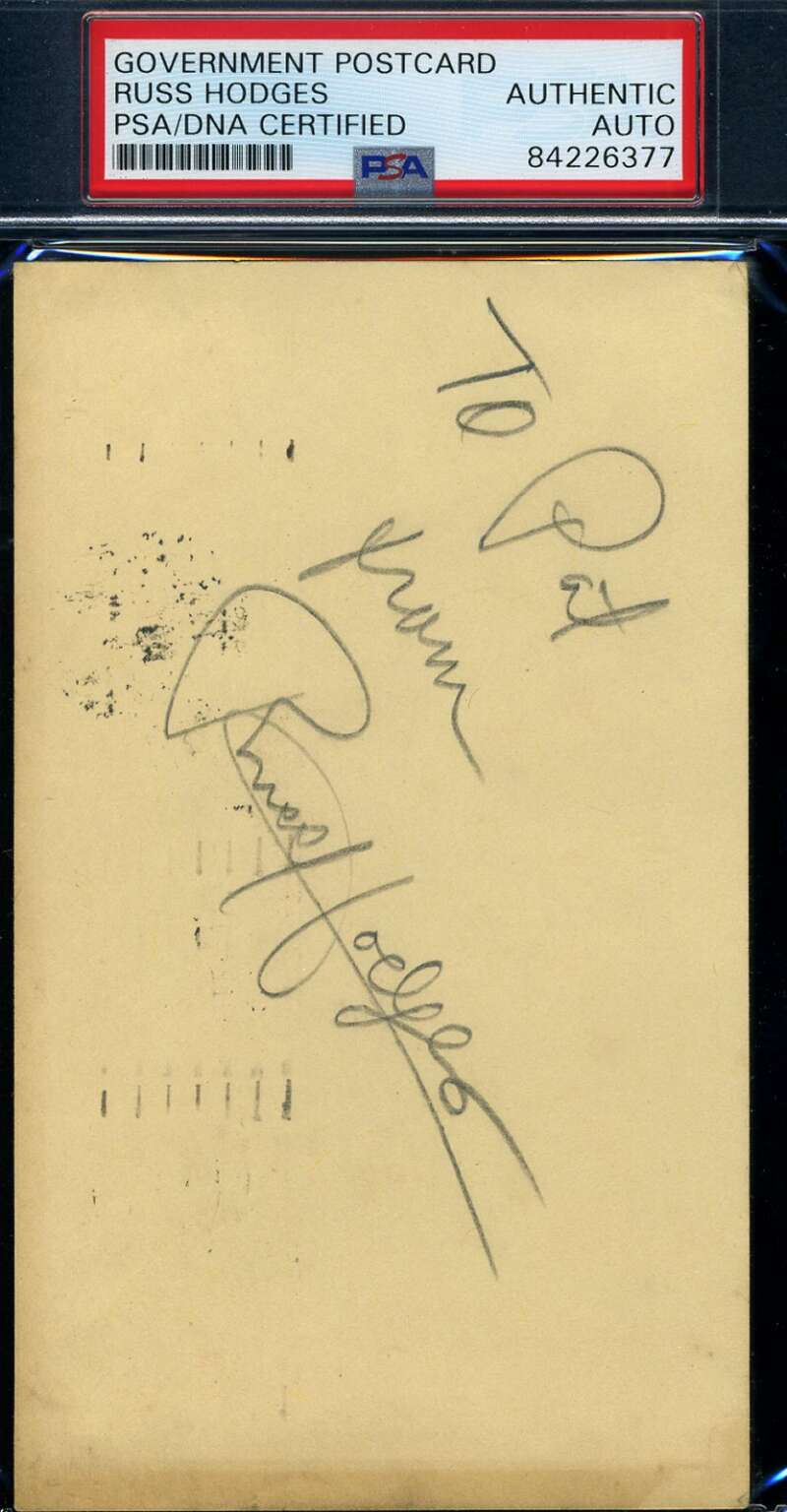 Russ Hodges PSA DNA Coa Autograph Hand Signed 1954 Government Postcard GPC