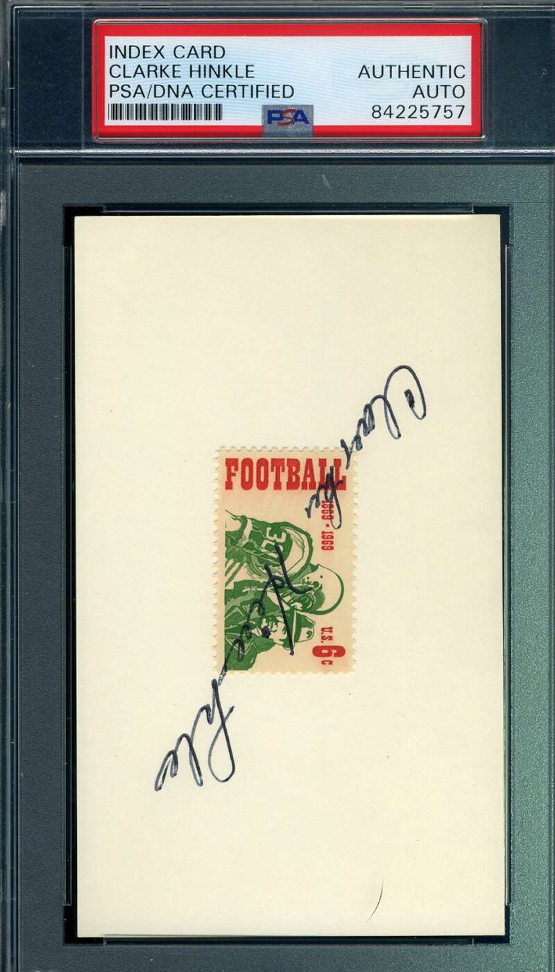 Clarke Hinkle PSA DNA Autograph Hand Signed 3x5 1969 USPS Football Stamp Index Card