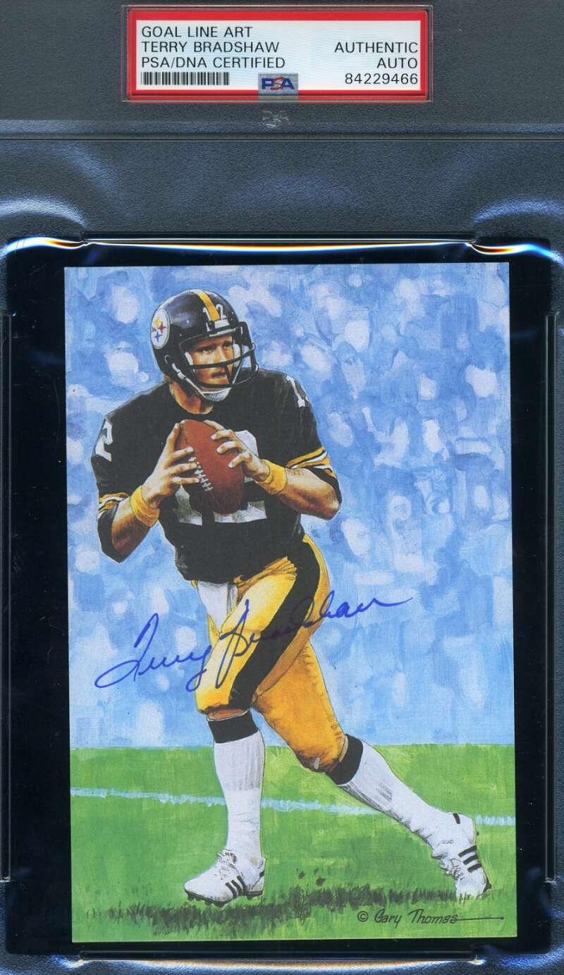 Terry Bradshaw PSA DNA Coa Hand Signed Goal Line Card Glac Autograph