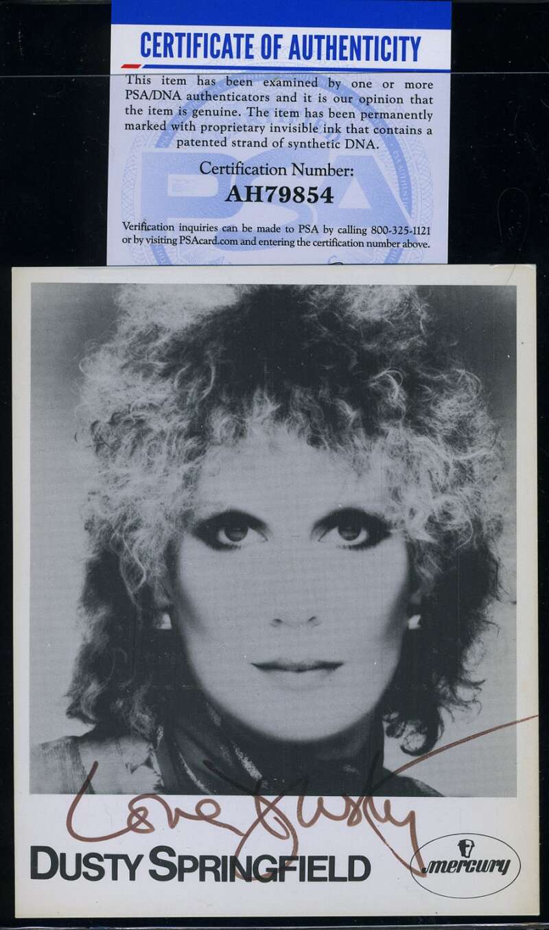 Dusty Springfield PSA DNA Coa Signed 4x4 Photo Autograph