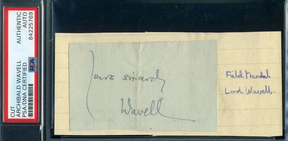 Field Marshall Archibald Wavell PSA DNA Coa Hand Signed Album Page Autograph