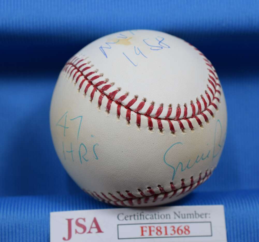 Ernie Banks Cubs Stat JSA Coa Autograph Major League OML Hand Signed BasebaLL