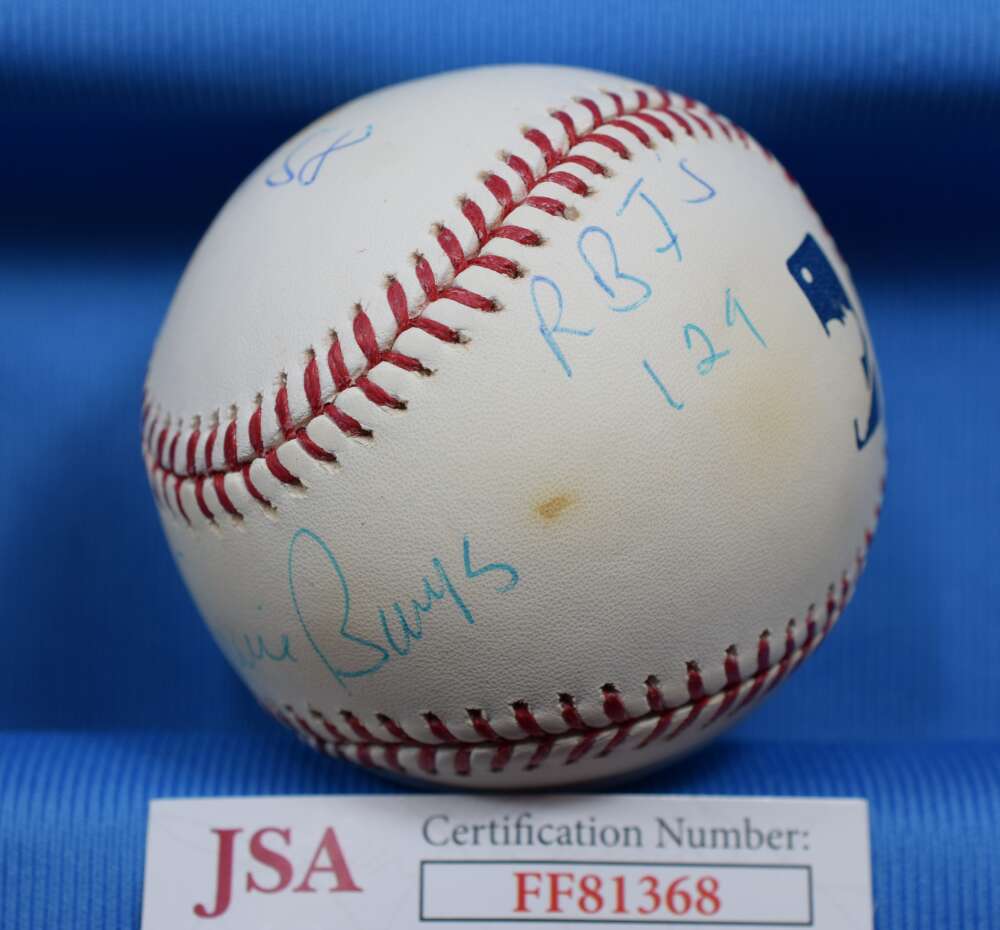 Ernie Banks Cubs Stat JSA Coa Autograph Major League OML Hand Signed BasebaLL