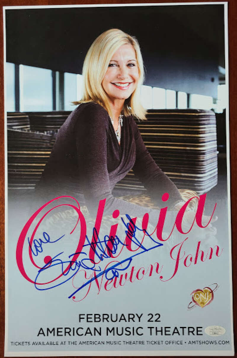 Olivia Newton John JSA Coa Signed Concert Poster Photo Autograph