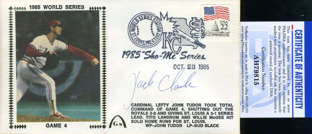 Jack Clark PSA DNA Coa Autograph Hand Signed 1985 World Series FDC Cache