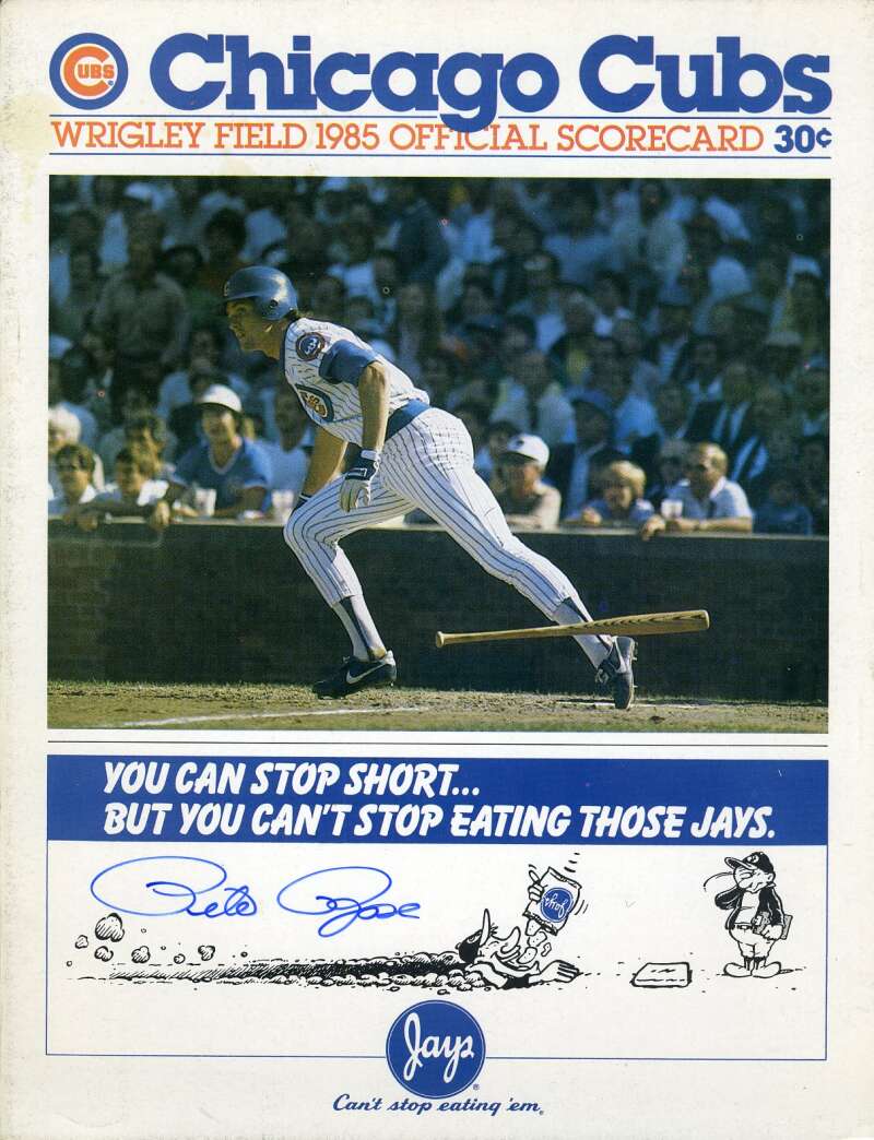 Pete Rose JSA Coa Autograph Hand Signed 1985 Reds Cubs Ties Ty Cobb Scorecard