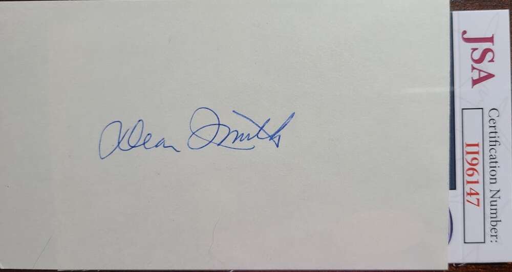 Dean Smith JSA Coa Autograph 3x5 Index Card Hand Signed