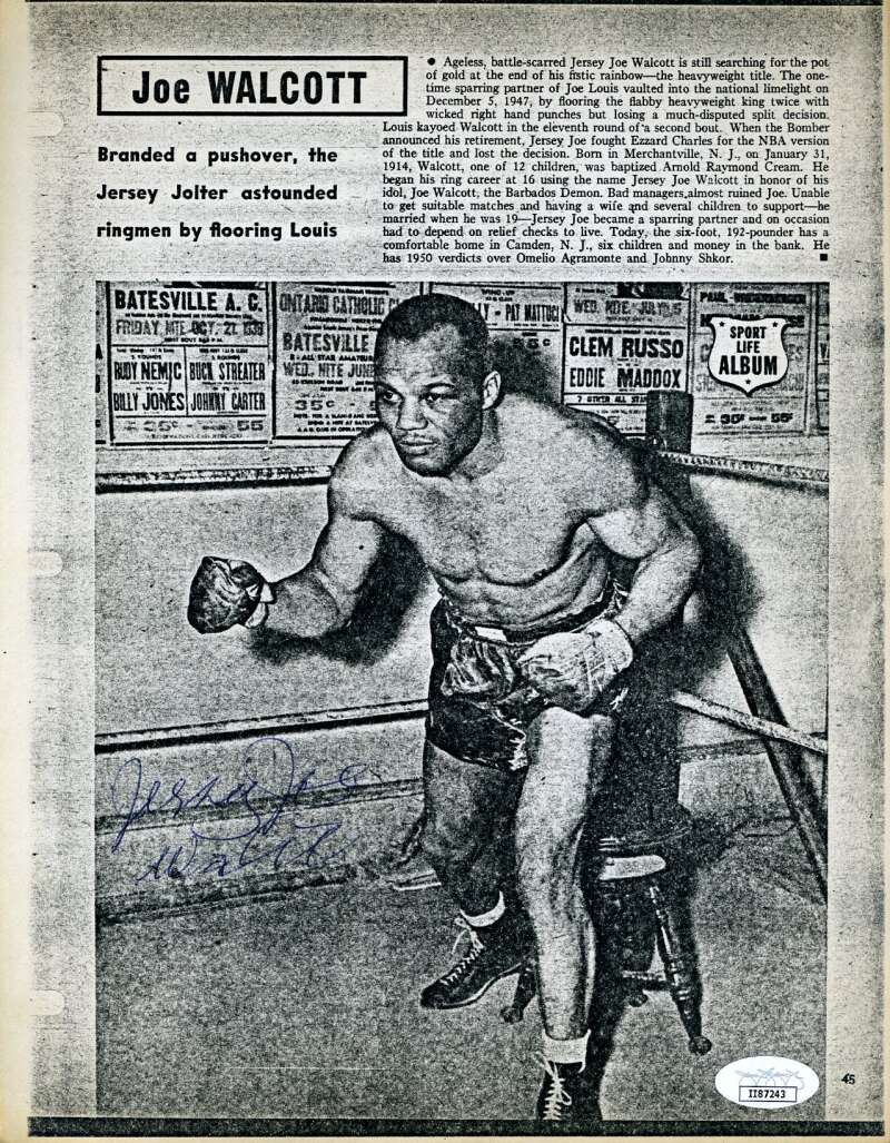 Jersey Joe Walcott JSA Cert Autograph 8x10 Photo Hand Signed