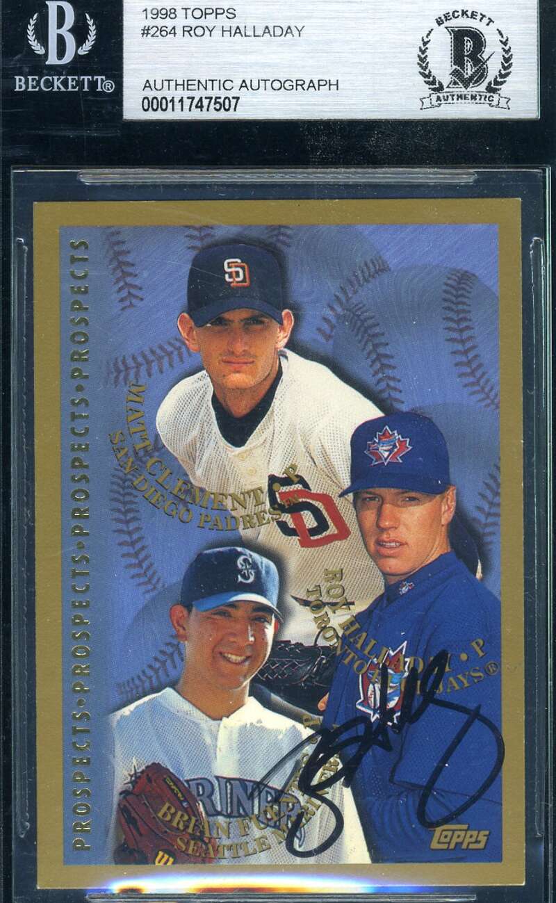 Roy Halladay 1998 Topps Rookie BAS Beckett Coa Autograph Authentic Hand Signed