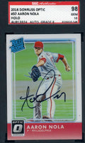 Aaron Nola 2016 Donruss Optic Gem Mint 10 SGC Coa Autograph Authentic Hand Signed